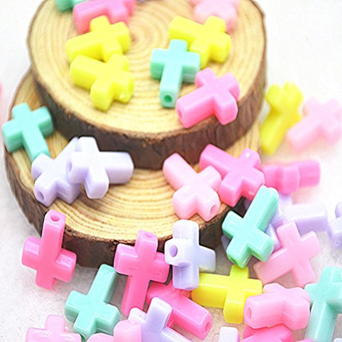 Healifty Cuentas Cruzadas de acrílico de 100pcs Colgante Grueso del Color Mezclado Colgante para la fabricación de la joyería del Collar