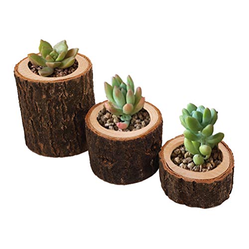 Healifty - Juego de 3 soportes para velas (madera), diseño de corteza