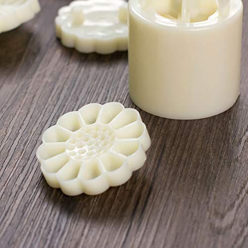 Healifty - Moldes de sellos para tartas de luna, diseño de flores, galletas, lunas, tartas, sellos, émbolos, cortadores de galletas, diseño de luna, 1 juego de 50 g