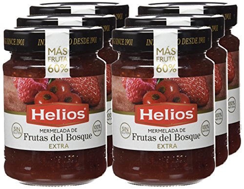 Helios Mermelada Extra Frutas del Bosque Fresa, Frambuesa y Grosella - 340 gr - , Pack de 6