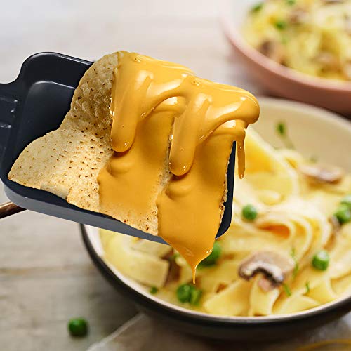 HengBO Raclette Grill con Piedra Natural y Placa Raclette 8 Personas 2-IN-1 Grill, Termostato Regulable, Antiadherente, Incluye 8 Mini-Sartenes y 4 Espátulas - 1300W, Negro