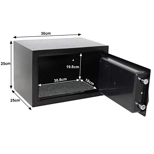 Hengda Caja Fuerte electrónica 31x20x20 cm para Oficina o Uso doméstico Caja de Seguridad para Montaje en Pared o Suelo