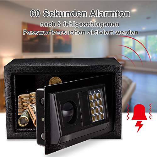 Hengda Caja Fuerte electrónica 31x20x20 cm para Oficina o Uso doméstico Caja de Seguridad para Montaje en Pared o Suelo