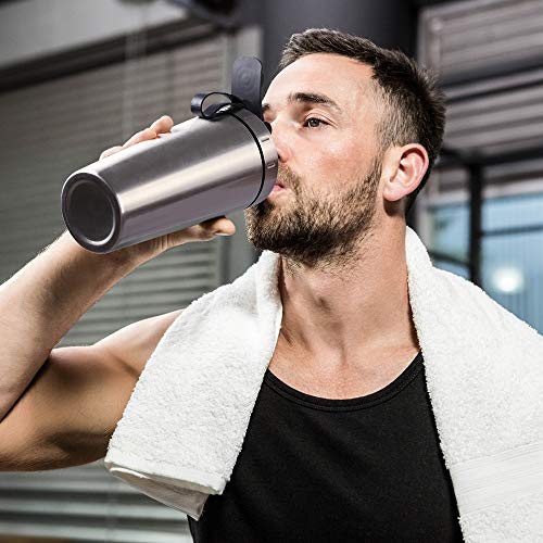 HEOMU Shaker de Proteína en Polvo Proteína Coctelera de Acero Inoxidable, 700 ml Plateado