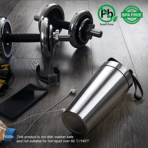 HEOMU Shaker de Proteína en Polvo Proteína Coctelera de Acero Inoxidable, 700 ml Plateado