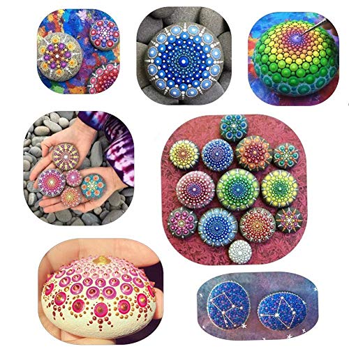 Herramientas de puntos, Bebester 19 piezas herramientas de punteo para pintura de roca Mandala Kit de pintura para rocas diferentes tamaños herramientas de pintura con plantillas de mandala y paleta