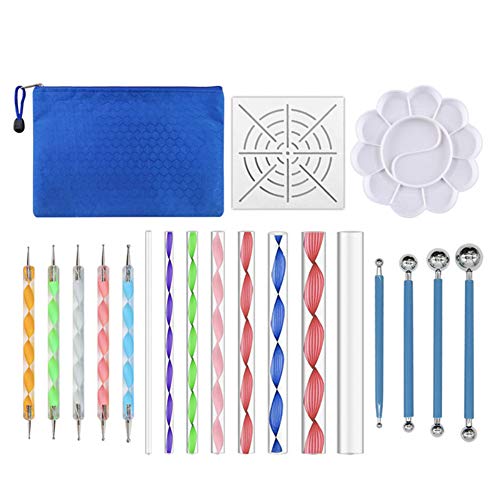 Herramientas de puntos, Bebester 19 piezas herramientas de punteo para pintura de roca Mandala Kit de pintura para rocas diferentes tamaños herramientas de pintura con plantillas de mandala y paleta