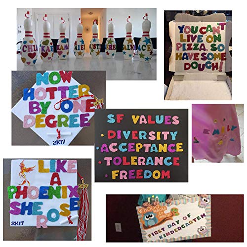 Hifot Pegatinas Glitter Foam Opciones y Colores autoadhesivos de Diferentes Opciones Etiquetas Adhesivas de Espuma Artesanal para niños Arts 5 Sets - Letras y Numeros