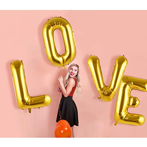 Hivexagon Globo Con Letras Grandes, Globo De Helio De Aluminio De 40" Dorado / 1 Pieza