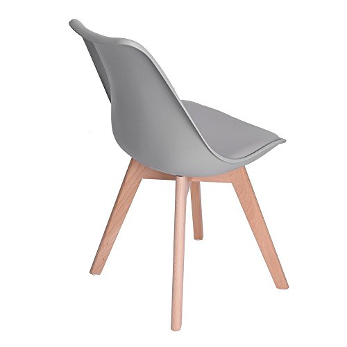 H.J WeDoo Pack de 2 Silla de Comedor Silla escandinava, Pata Madera de Haya y Asiento Acolchado, Estilo nórdico - Gris