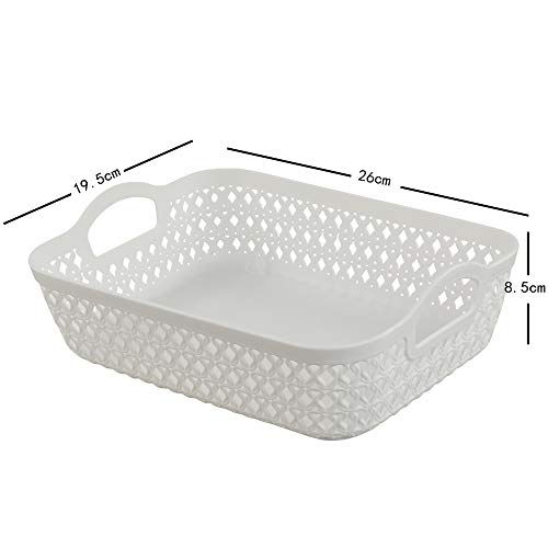 Hokky Cesta Almacenamiento Blanca, Cesta de Plástico con Asas, Pack de 6 (Medio)