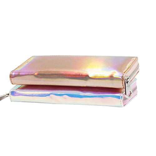 Hologram - Monedero para Mujer con hombraje Largo holográfico de Damas, Bolso para niña con Monedero portatarjetas ID Titulares Mujer Laser Silver Blue Talla única