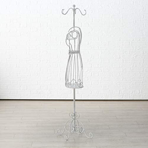 Home Collection Hogar Organización Armario Perchero Maniquí Silueta Mujer en Hierro Forjado Blanco H 151 cm