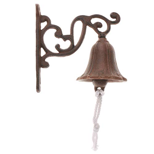 HomeDecTime Campana De Puerta De Hierro Fundido Vintage Timbre Montado En La Pared Decoración De Jardín para El Hogar Al Aire Libre - 140x75x135mm