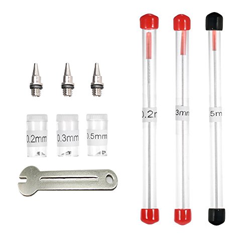 Homeet 7pcs Aerógrafo Aguja de Repuesto Boquilla de Repuesto Aerógrafo para Airbrush Spray Gun Kit Materiales para pintar con aerógrafo y Llave Especial