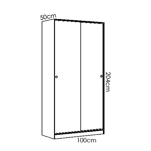 HOMEKIT Armario 2 Puertas correderas, Blanco Brillo, 100x204x50cm