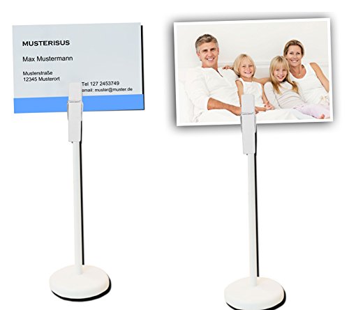 hometools. EU – 4 x mesa pizarra madera Clip con pinza y Stand de soporte | Buffet, Fiesta, Fiesta, Boda, Decoración, acabado vintage rústico, color blanco, Juego de 4