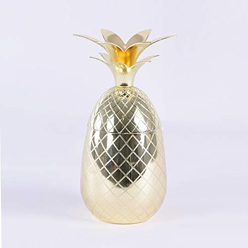 Homevibes Taza De Coctel, Vaso de Piña con Tapa, Copa De Acero Inoxidable, Copa para Cóctel, Copa De Vina, Ideal para Coctel o Decoración 50cl (Dorado)