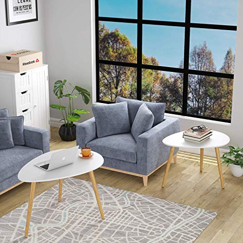 Homfa 2Pcs Mesas Auxiliares Mesas de Café Mesas de Centro para Salón Blanco Forma de Gota 75.7x52.7x46.3cm y 63x48x42cm