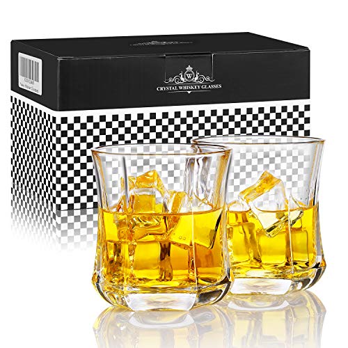 Homii Vasos de Whisky, Juego de Vasos, Vasos de Agua, Vaso de Vidrio Transparente sin Plomo, Accesorios de Vino para Whisky, Cócteles, Jugo, Juego de 2 Vasos, 300ml/12oz