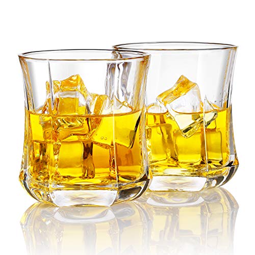 Homii Vasos de Whisky, Juego de Vasos, Vasos de Agua, Vaso de Vidrio Transparente sin Plomo, Accesorios de Vino para Whisky, Cócteles, Jugo, Juego de 2 Vasos, 300ml/12oz
