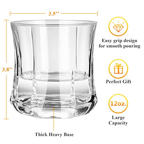 Homii Vasos de Whisky, Juego de Vasos, Vasos de Agua, Vaso de Vidrio Transparente sin Plomo, Accesorios de Vino para Whisky, Cócteles, Jugo, Juego de 2 Vasos, 300ml/12oz