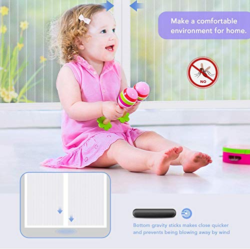 HOUSE DAY Cortina magnética para Puerta contra Mosquitos e Insectos, Cortina magnética de Malla Suave para Verano 90cm x 210cm（Color Blanco）