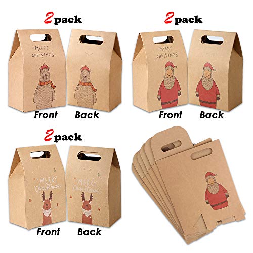 Howaf 12 Navidad Bolsa de Papel Kraft Cajas de Regalo Fiestas cumpleaños para Caramelos, Chocolate, Galletas, Calendario de adviento, piñata, Juguetes, 2.4 "x 3.6" x 6 .1 "