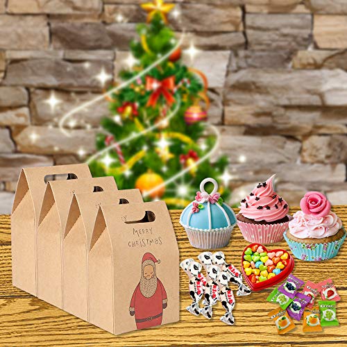 Howaf 12 Navidad Bolsa de Papel Kraft Cajas de Regalo Fiestas cumpleaños para Caramelos, Chocolate, Galletas, Calendario de adviento, piñata, Juguetes, 2.4 "x 3.6" x 6 .1 "
