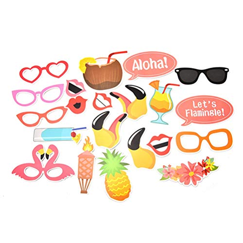 HOWAF 21pcs Hawaiana Photo Booth Props Hawaiano photocall Accesorios Decoracion para Playa Fiesta en la Piscina de Verano Decoración de Bodas cumpleaños