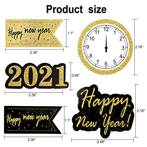 HOWAF 25 Piezas Nochevieja 2021 decoración Feliz año Nuevo Fiesta Cupcake Toppers Tartas Decoración cumpleaños