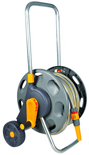 Hozelock 20m Schlauchwagen Carro con Manguera, Gris/amarillo, 27.5x38.5x38 cm