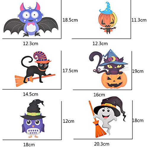 HQdeal 18 piezas Decoración de Halloween colgando,Serpentinas en Espiral Fiesta de Halloween Suministros Gato Negro Calabaza Bruja Patrón Decoración Festiva para Inicio Tienda Aleros de Pared Colgante