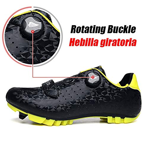 HUAFEIHUA Zapatos Unisex Ciclismo, Zapatos de MTB Camino del carbón de la Bici, Hombres Zapatillas de Deporte, Transpirable autoblocante Zapatos for Bicicletas HU924 (Color : Red, Shoe Size : 37)