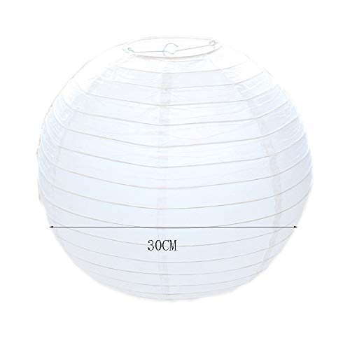 Huahan Haituo White Round Paper Lampshade Classic Bamboo Style acanalado pantalla White Round Paper Lampshade Classic Bamboo Style acanalado pantalla (30cm/12")