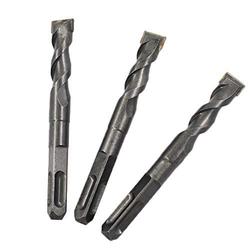 HYY-YY Brocas de taladro, mango cuadrado de metal de aleación de cuatro agujeros de cantera de hormigón piedra de barro de mármol herramienta de perforación de martillo eléctrico 3 piezas