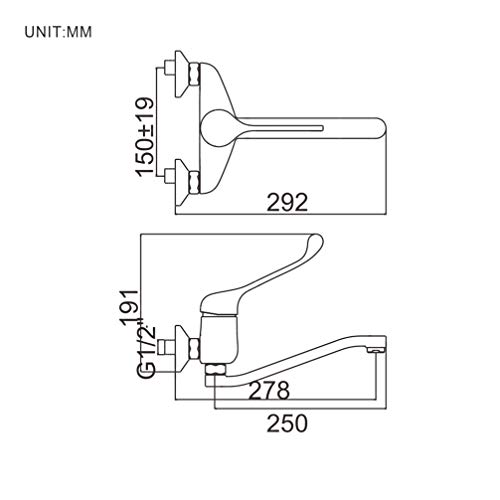 Ibergrif M16253 Bari, Grifo Gerontológico Cocina de Pared, Grifería para Fregadero Monomando, Cromo, Plata