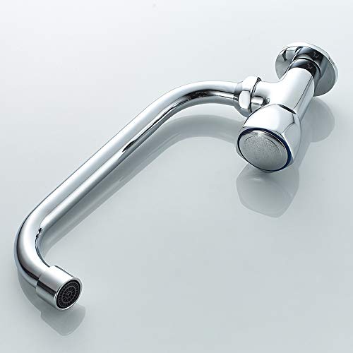 Ibergrif M18654 Ballet, Cocina de Solo Agua Frío, Grifo Giratorio de Pared, Cromo, Plata