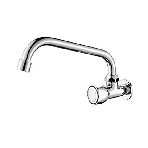 Ibergrif M18654 Ballet, Cocina de Solo Agua Frío, Grifo Giratorio de Pared, Cromo, Plata