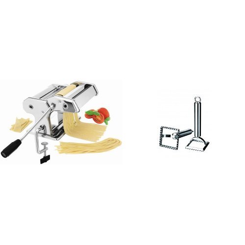 Ibili - Máquina para pasta fresca, 21,4 x 17,8 x 14 cm + cortador de raviolis