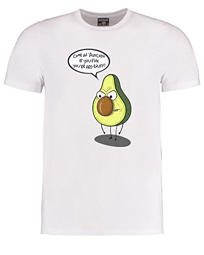 Ice-Tees Come and Aguacate if You Fink You're ard enuff!- Rude Fruit- Funny Food Comic Caricature - Camiseta juvenil para niño Blanco blanco 9-11 Años