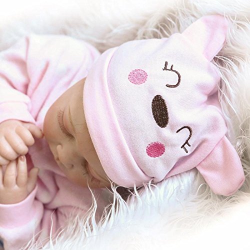 iCradle Muñecas 22 Pulgadas Realista Reborn Baby Dolls Ojos Cerrados Durmiendo Bebé Niña Silicona Suave Vinilo simulación Bebe Dolls Niño Juguete Regalos