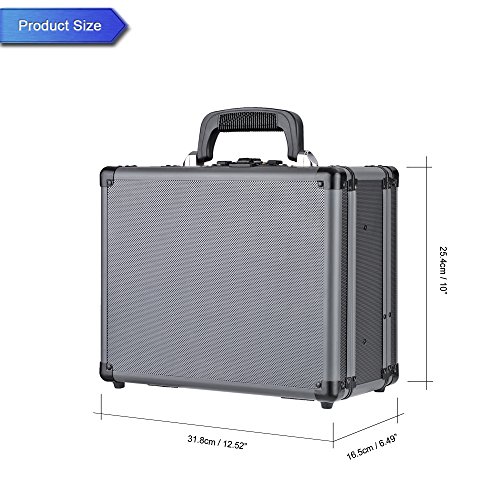 IKAYAA AB1001 - Maletín de Pistola de Doble Capa,Caja Organizador de Aluminio,2 Cerraduras (31.8x25.4x16.5cm)