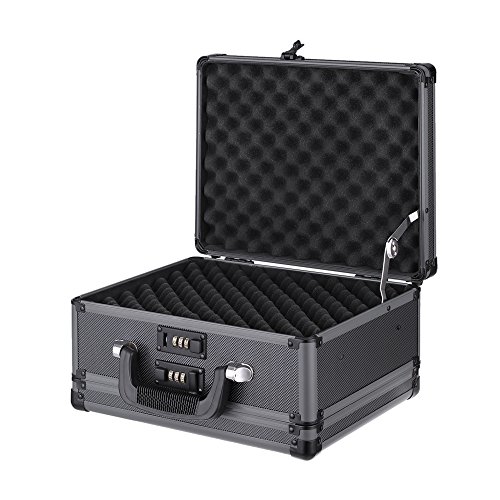 IKAYAA AB1001 - Maletín de Pistola de Doble Capa,Caja Organizador de Aluminio,2 Cerraduras (31.8x25.4x16.5cm)