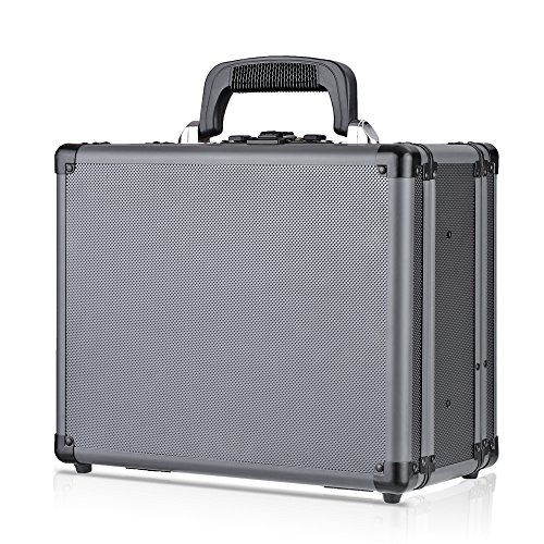 IKAYAA AB1001 - Maletín de Pistola de Doble Capa,Caja Organizador de Aluminio,2 Cerraduras (31.8x25.4x16.5cm)