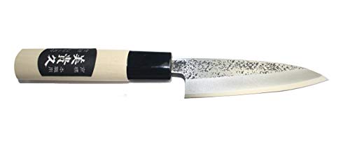 Ikeuti Cuchillo de Cocina Japones Artesanal Tsutsumi Hoja martillada 10.5cm- Cuchillos de Cocina Profesionales - Forjado a Mano