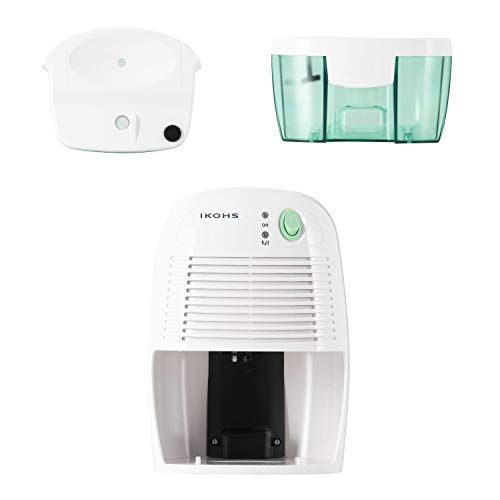 IKOHS DRYZONE - Deshumidificador de Aire Electrico, Mini Deshumidificador 500ml Portátil y Silencioso, Apagado automático, Purifica Aire y Evitar Bactéria y Humedad, Compacto y Ligero (Blanco,500ml)