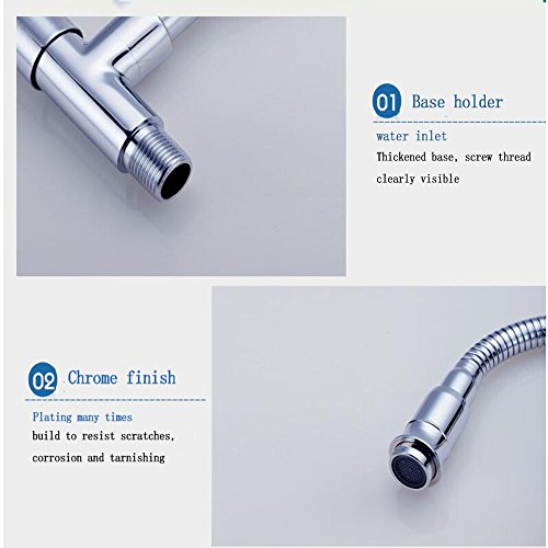 Inchant montaje en pared agua fría grifo de la cocina acabado cromado latón cuerpo cocina grifo 360 grados giratorio tire hacia abajo grifo giratorio