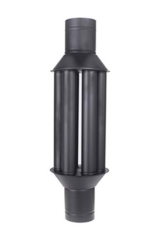 Intercambiador de calor de chimenea Vulkan/intercambiador de aire caliente, enfriador gas de escape negro, diámetro 150 mm, 6 tubos, válvula