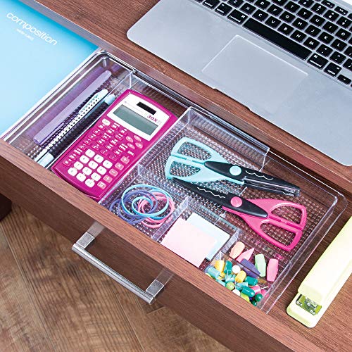 InterDesign Clarity Organizador de maquillaje, separador de cajones extensible en plástico, caja organizadora adaptable, transparente